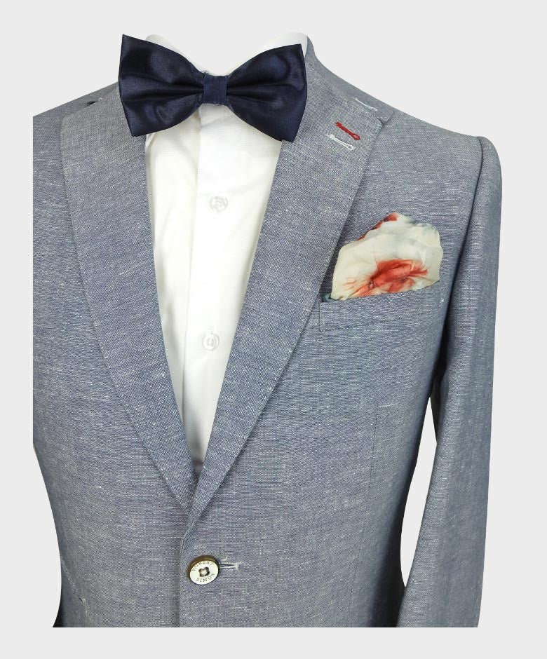 Mens Linen Slim Fit Blazer - ETHAN - Pale Blue