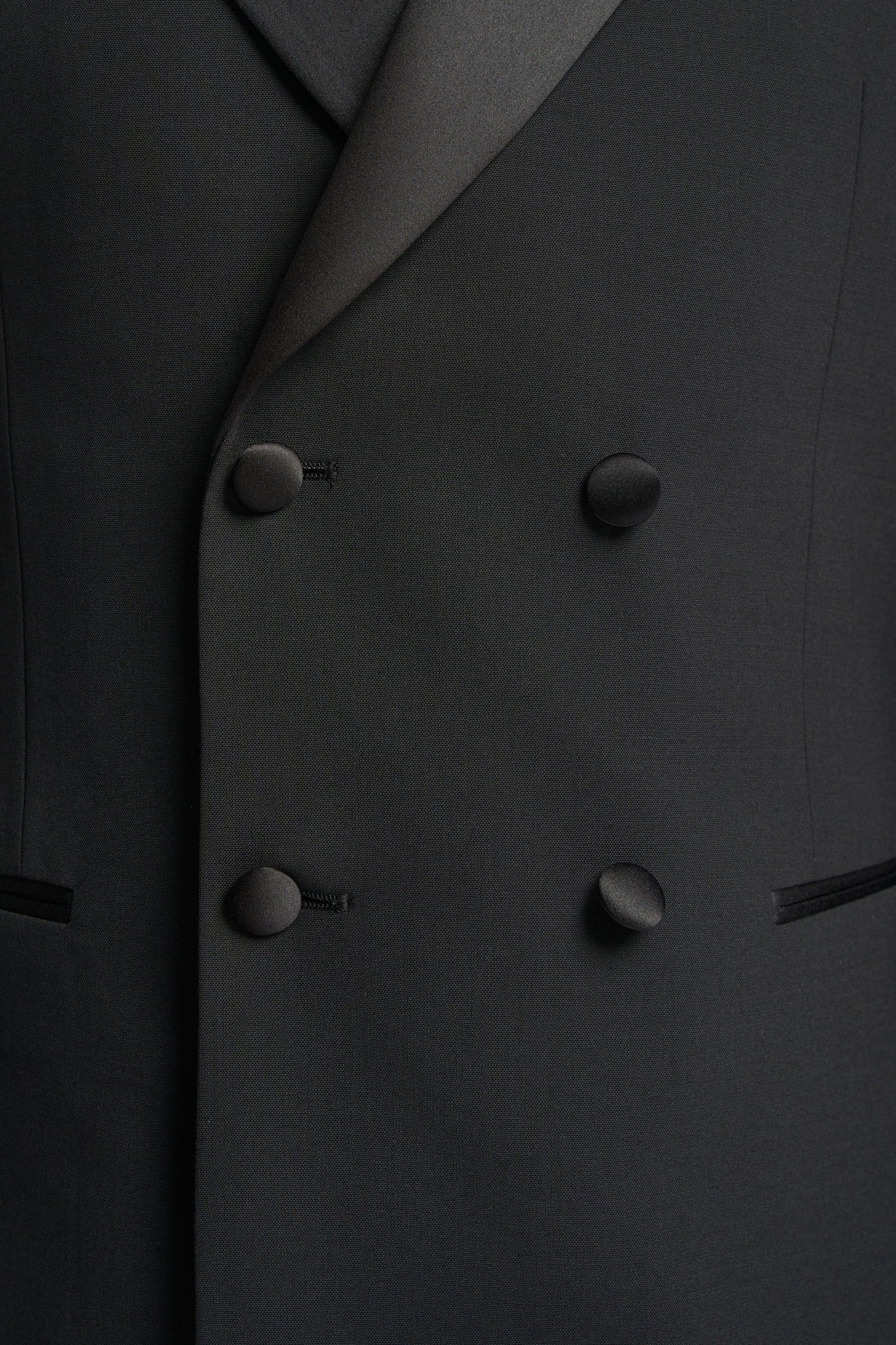 ASPEN D/B Black Men's Satin Lapel Double-Breasted Suit