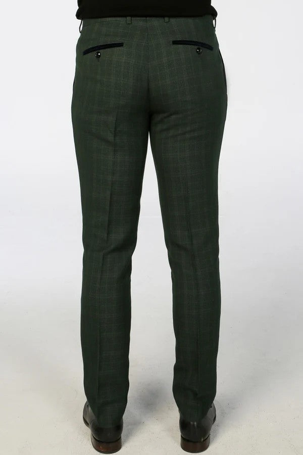 Men's Leo Forest Green Check Tailored Fit 2-Piece Suit