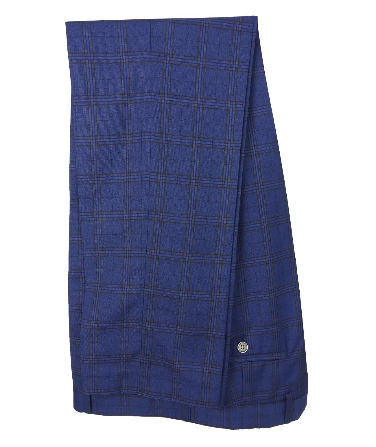 Men's Marcello Navy Blue Check 3-Piece Slim Fit Suit