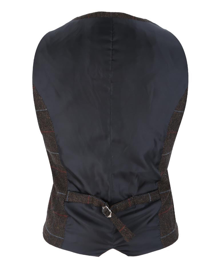 Men's Tommy Chocolate Brown Retro Check Slim Fit Suit