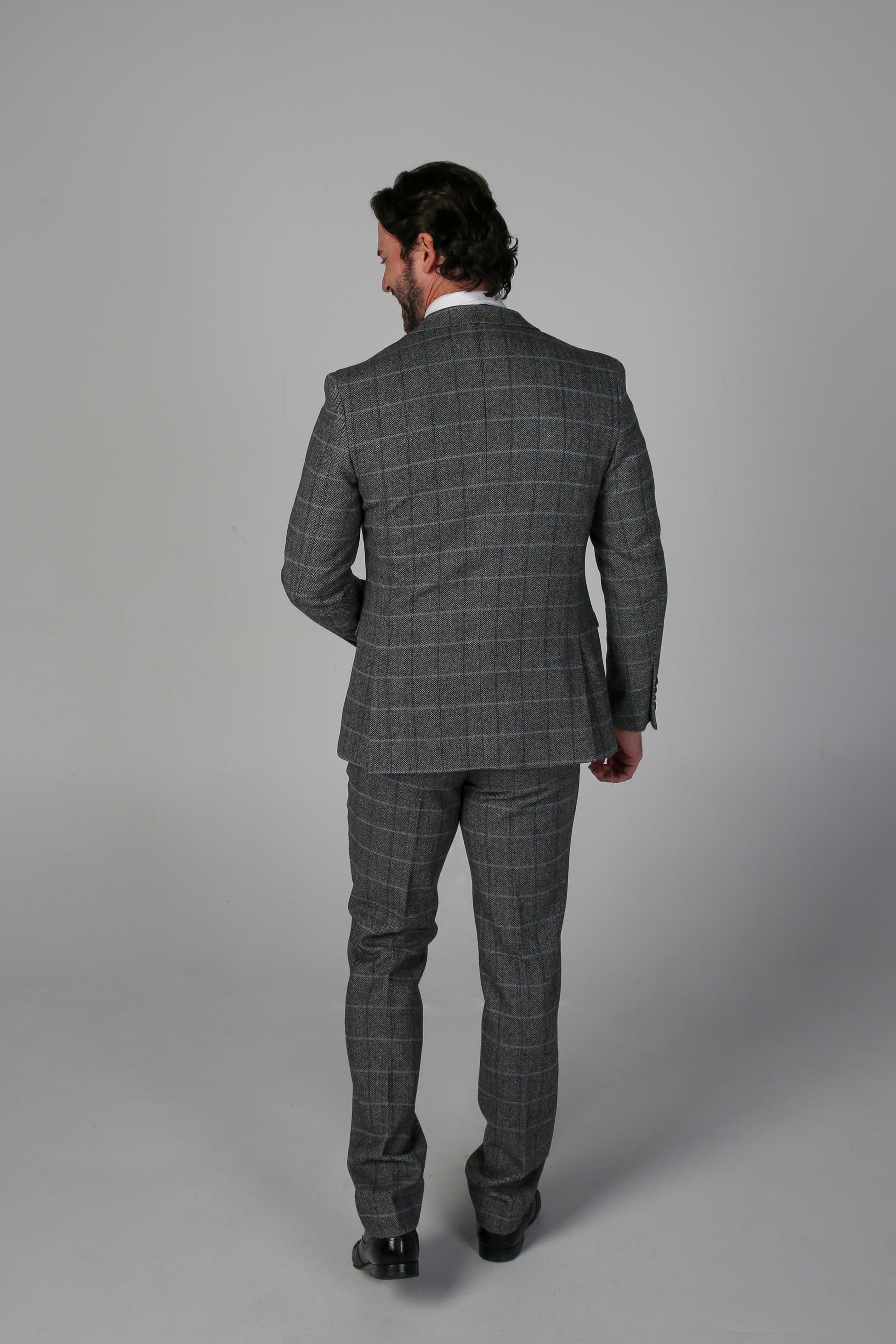 Men's Harris Dove Grey Tweed Windowpane Heritage Suit