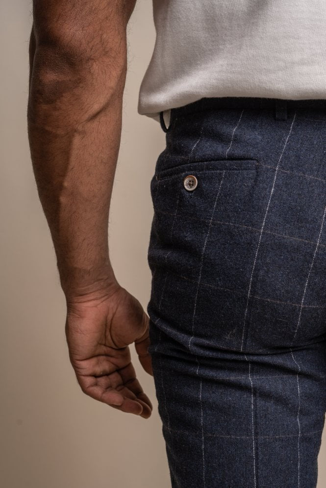 Men's Angels Premium Wool Navy Windowpane Check Suit