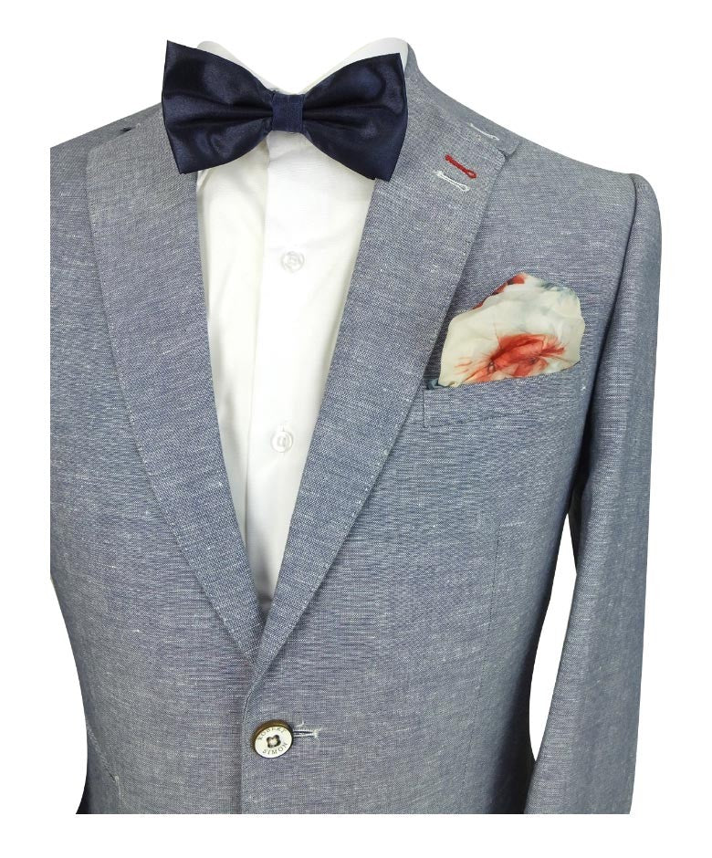 Men's Slim Fit Linen Formal Set ETHAN - Pale Blue