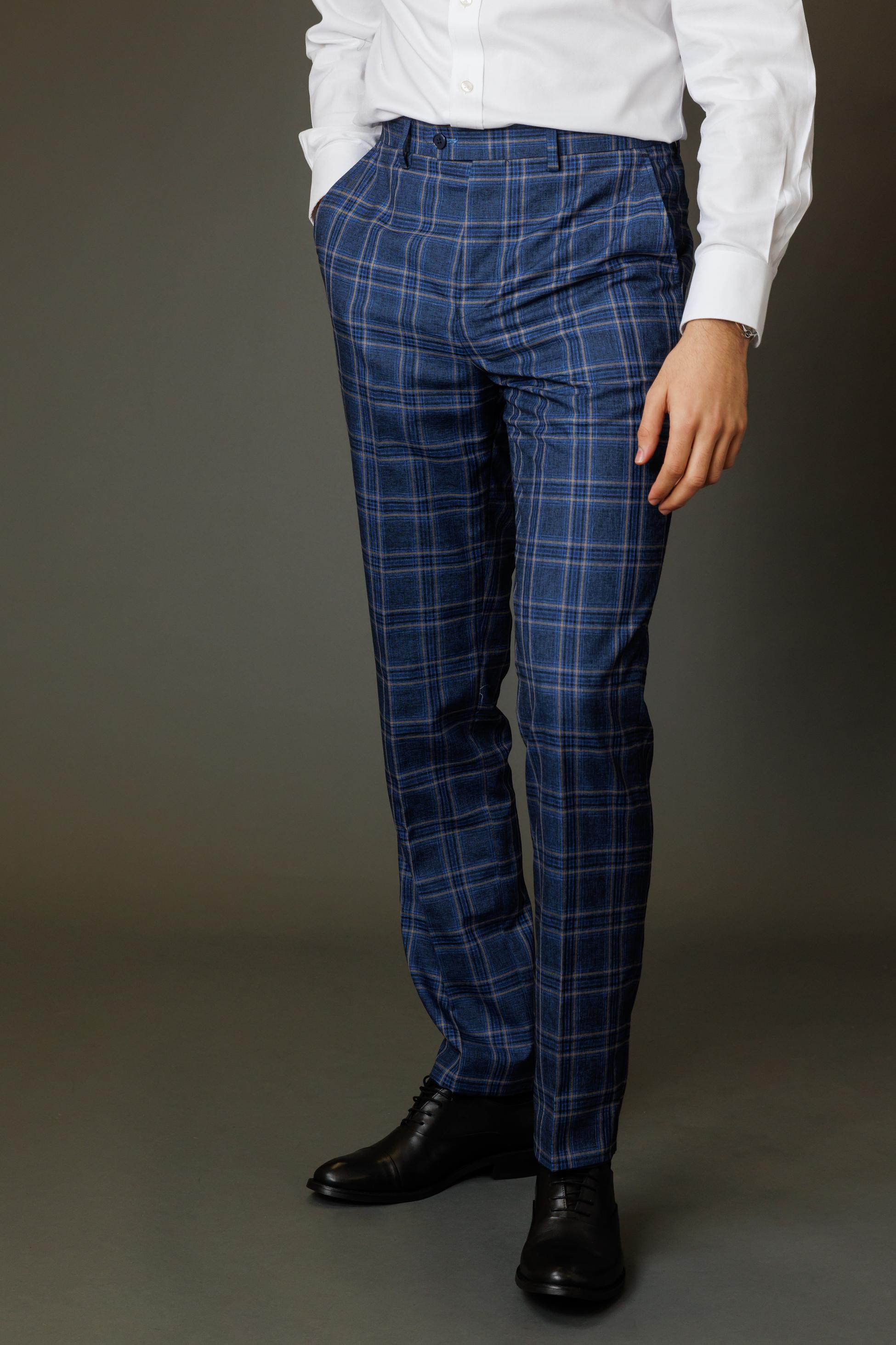 Men's Blake Midnight Navy Windowpane Check Slim Fit Suit