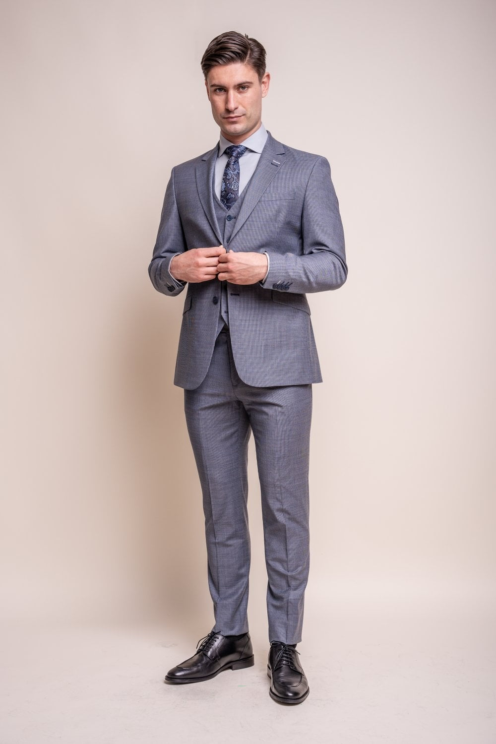 BOND Puppytooth Grey Men's Wool Blend Slim Fit Suit