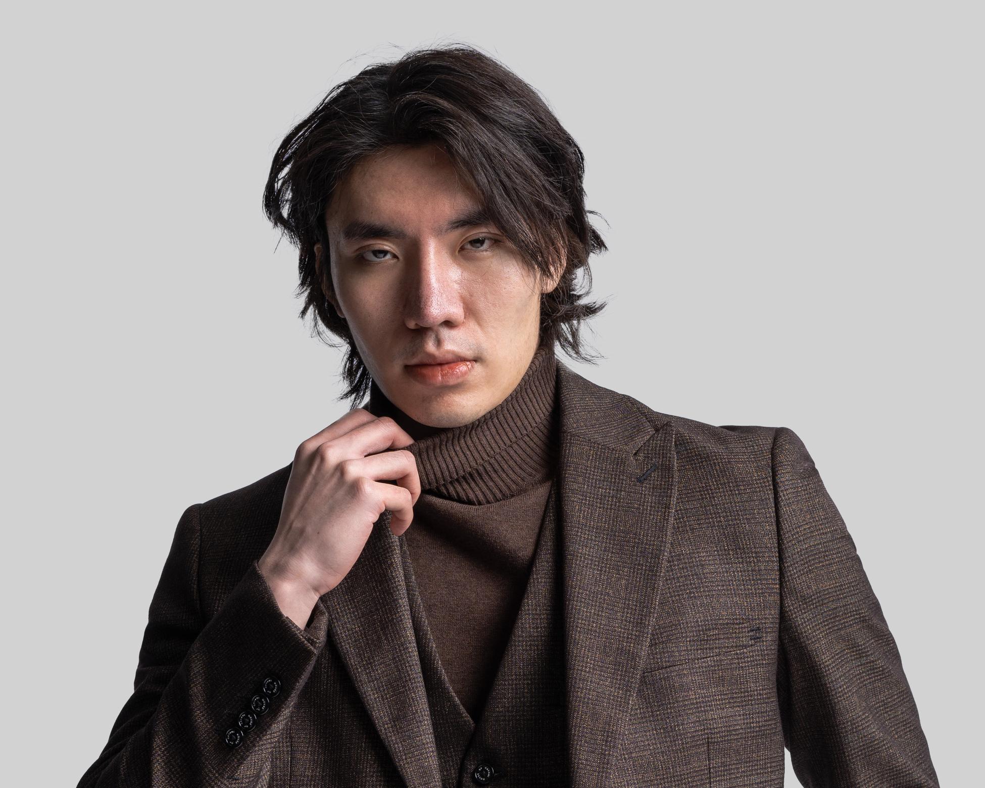 Men's Tweed Glen Check Slim Fit Suit Jacket - CARIDI - Brown