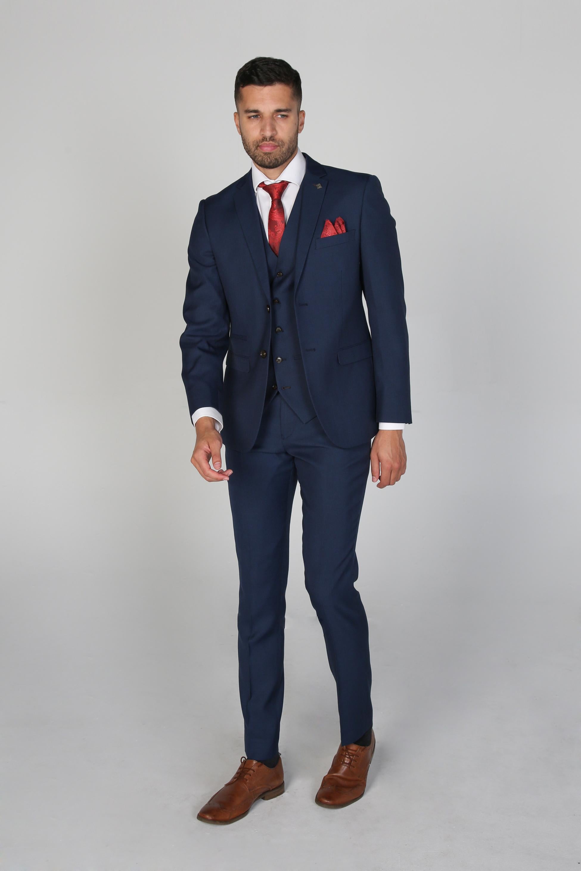 CALVIN Men’s Tailored Fit Navy Blue Suit