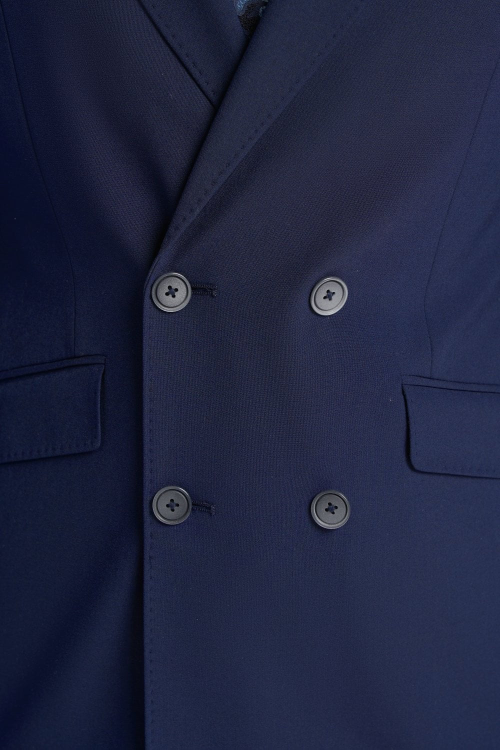 VICTORIOUS Navy Blue Men's Wool Mix Double Breasted Slim Fit Suit