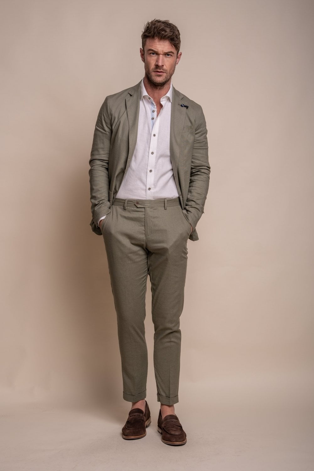 Men's Slim Fit Linen Blazer Collection ALVARI - Sage