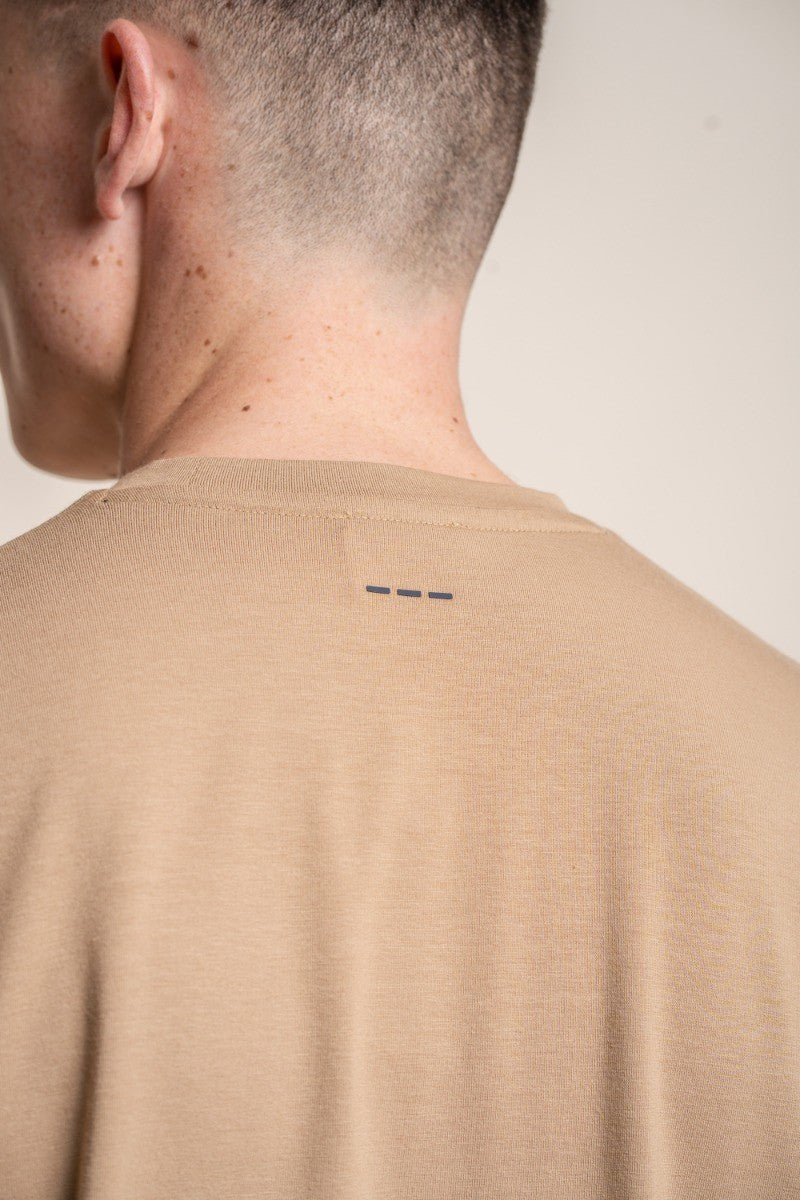 Mens Sand Beige Crew Neck Cotton T Shirt BOGART