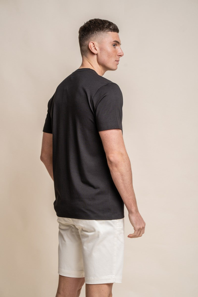 Mens Black Crew Neck Cotton T Shirt BOGART