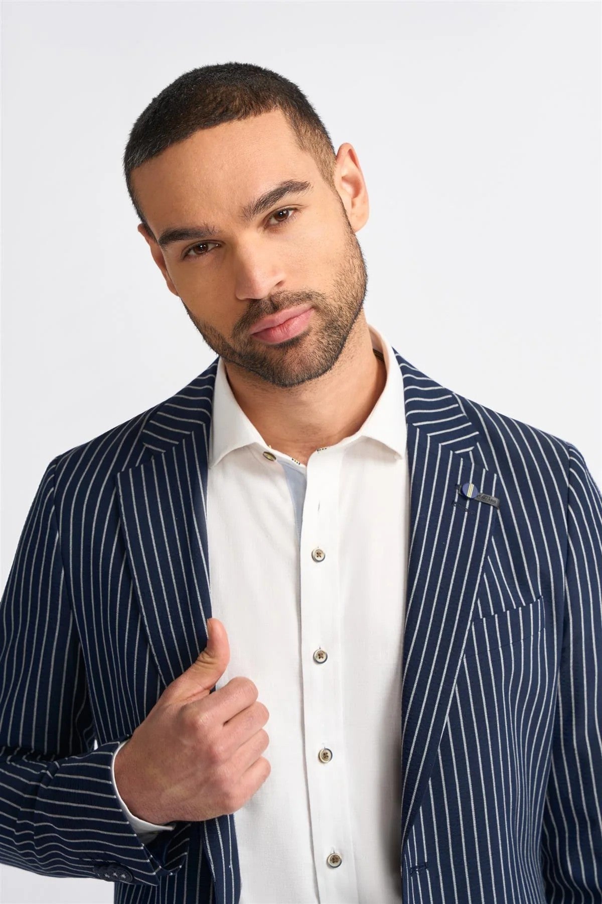 Men’s Navy Pinstripe Slim Fit Blazer JULIAN