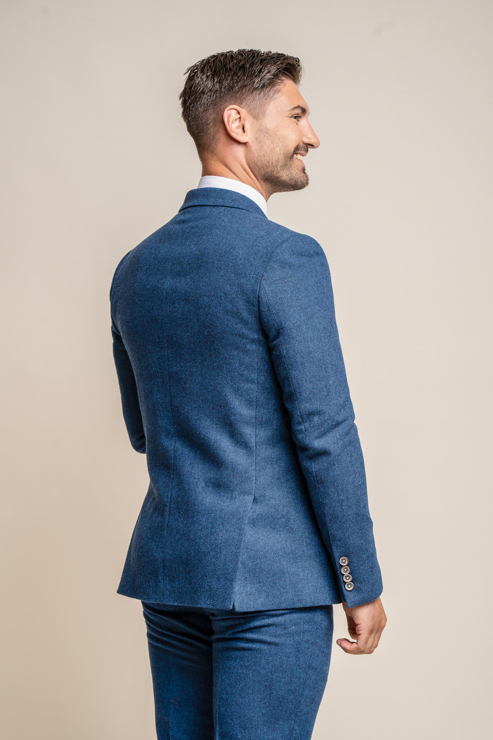 Orson Blue Men's Suit with Marco Ecru Waistcoat Combined Set