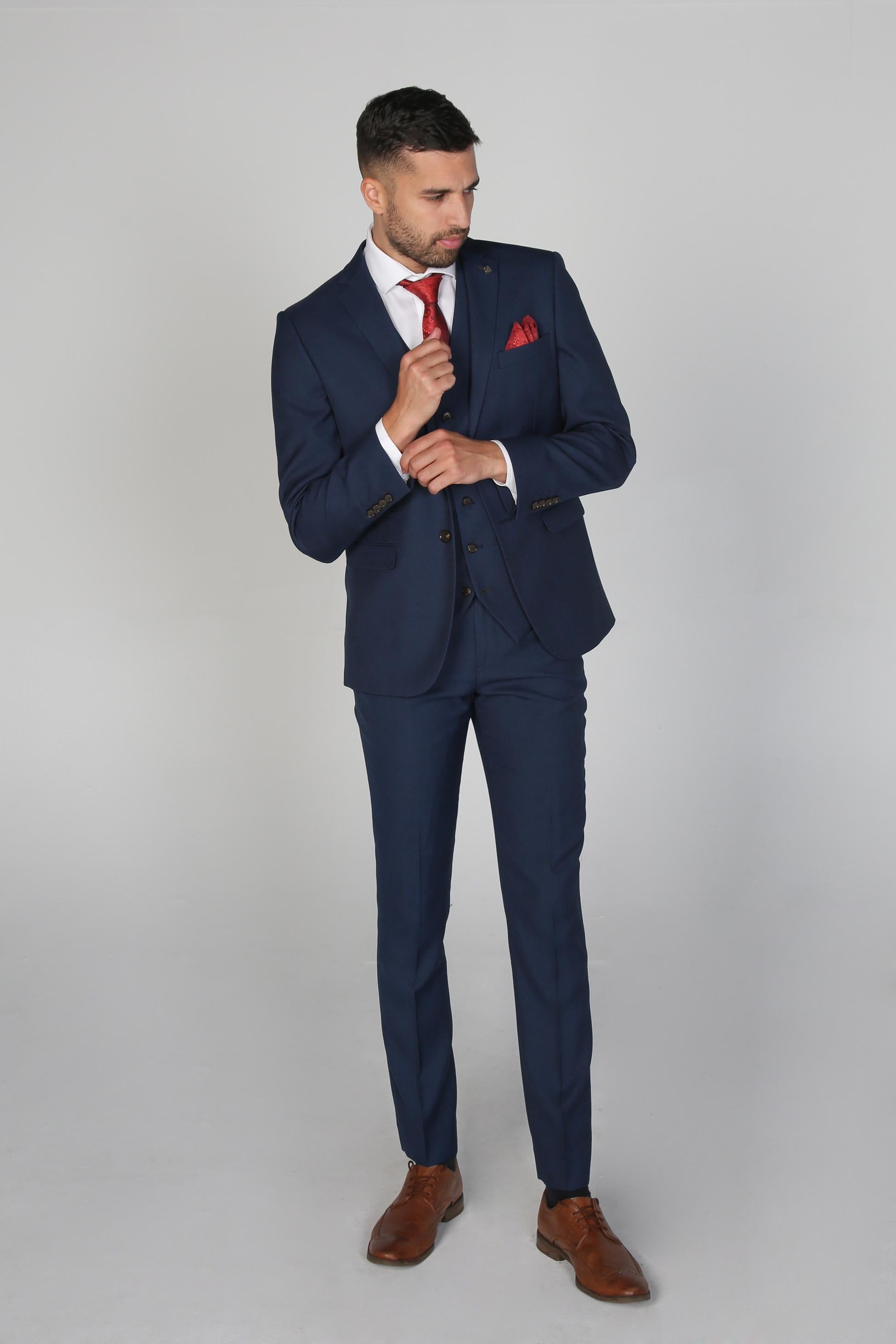CALVIN Men’s Tailored Fit Navy Blue Suit