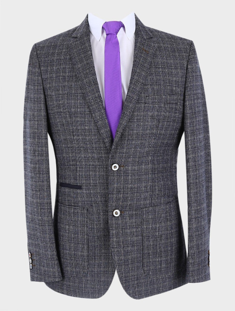 Men’s Grey Tweed Check Slim Fit Blazer COSTELLO