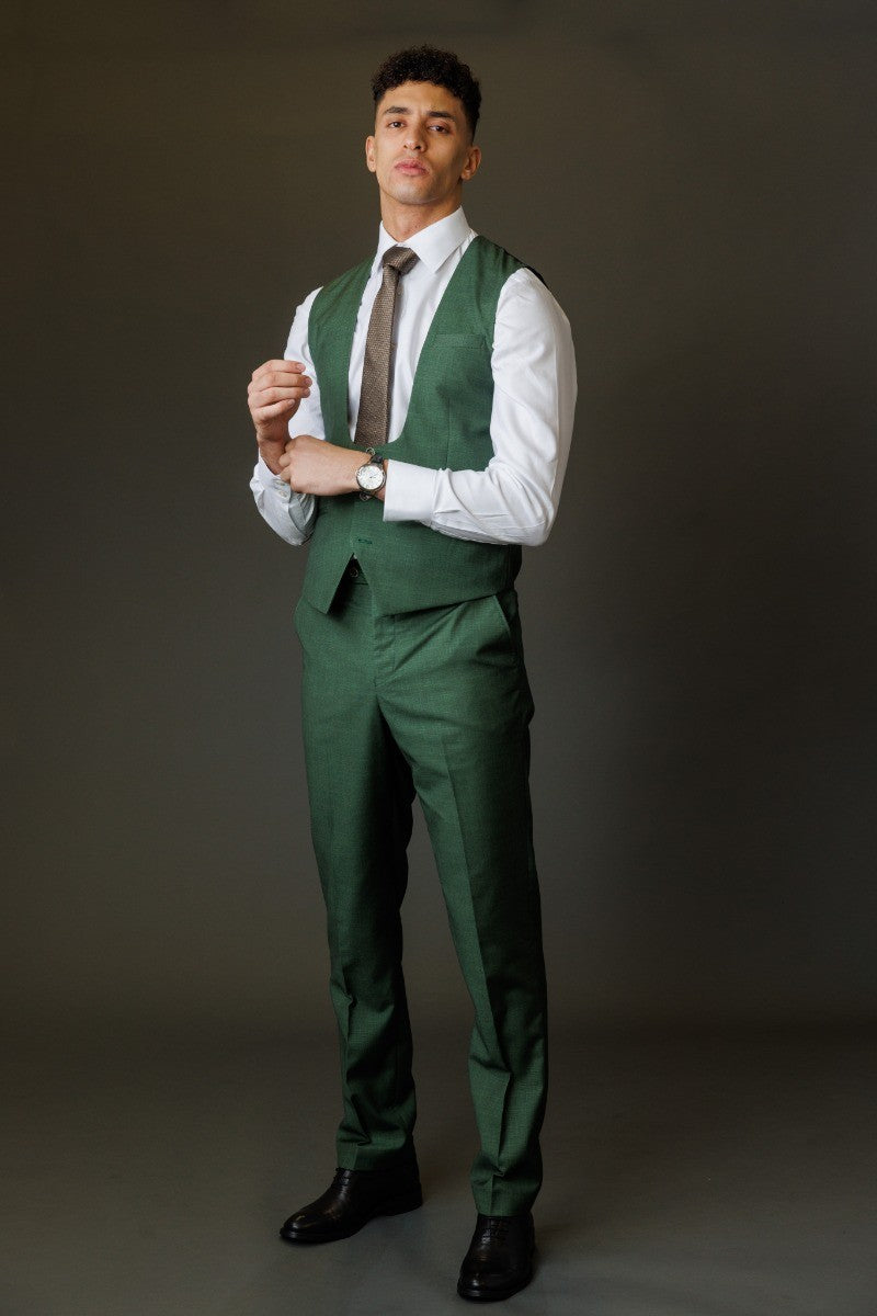 Men's Camden Emerald Green Lightweight Self-Pattern Slim Suit