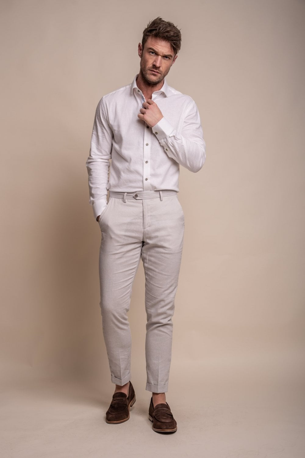 Men's Slim Fit Linen Blazer Collection ALVARI - Stone