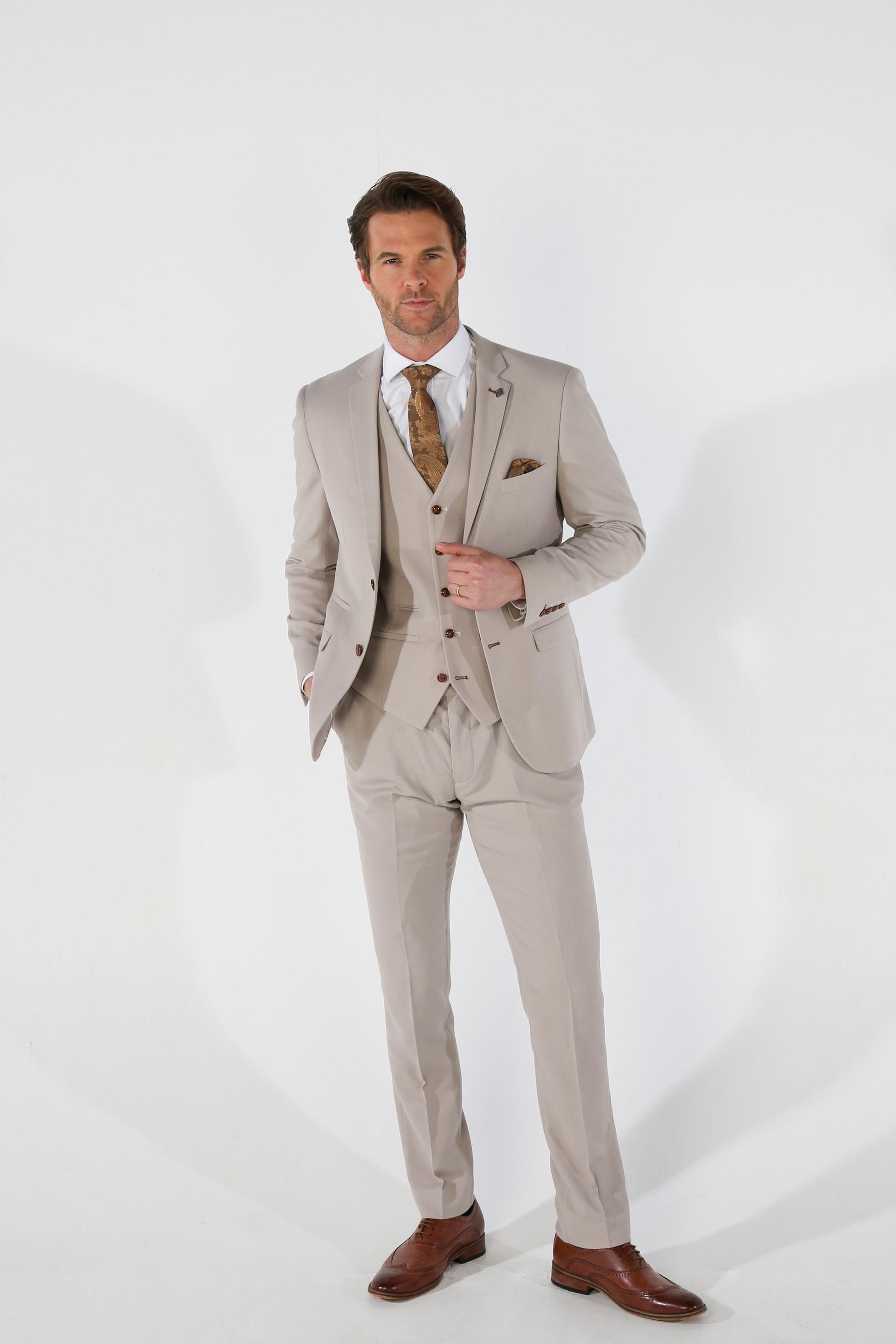 MAYFAIR Stone Beige Men's Tailored Fit Formal Suit