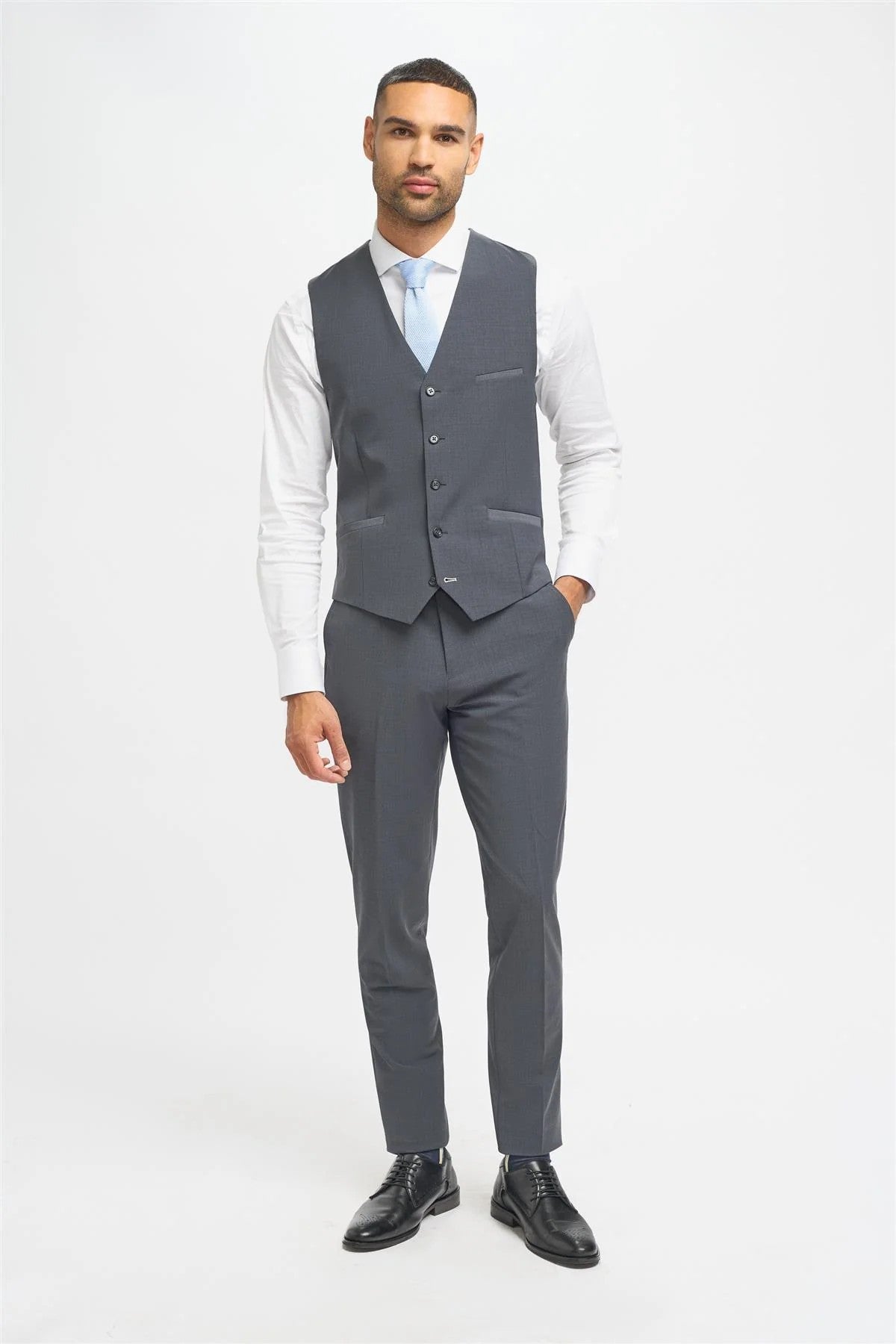 BOND Charcoal Grey Men's Wool Blend Slim Fit Suit