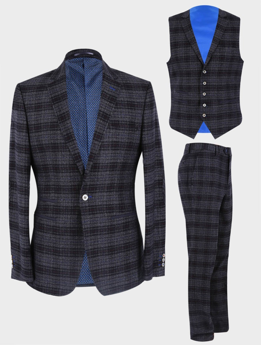 Men’s Black Tweed Check Slim Fit Blazer COSTELLO