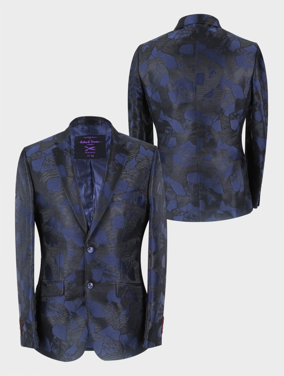 Men’s Navy Embellished Slim Fit Blazer BERLUCONI