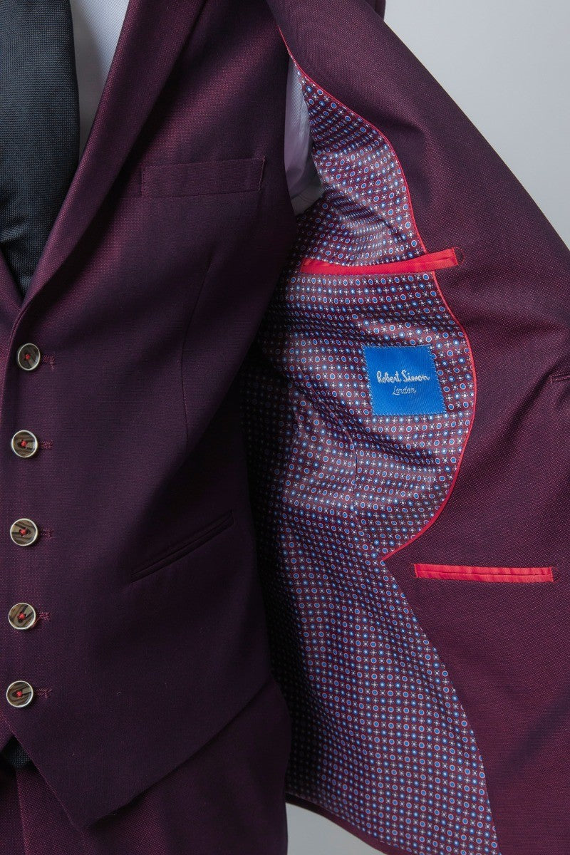 Lincoln Burgundy Men's Slim Fit Suit