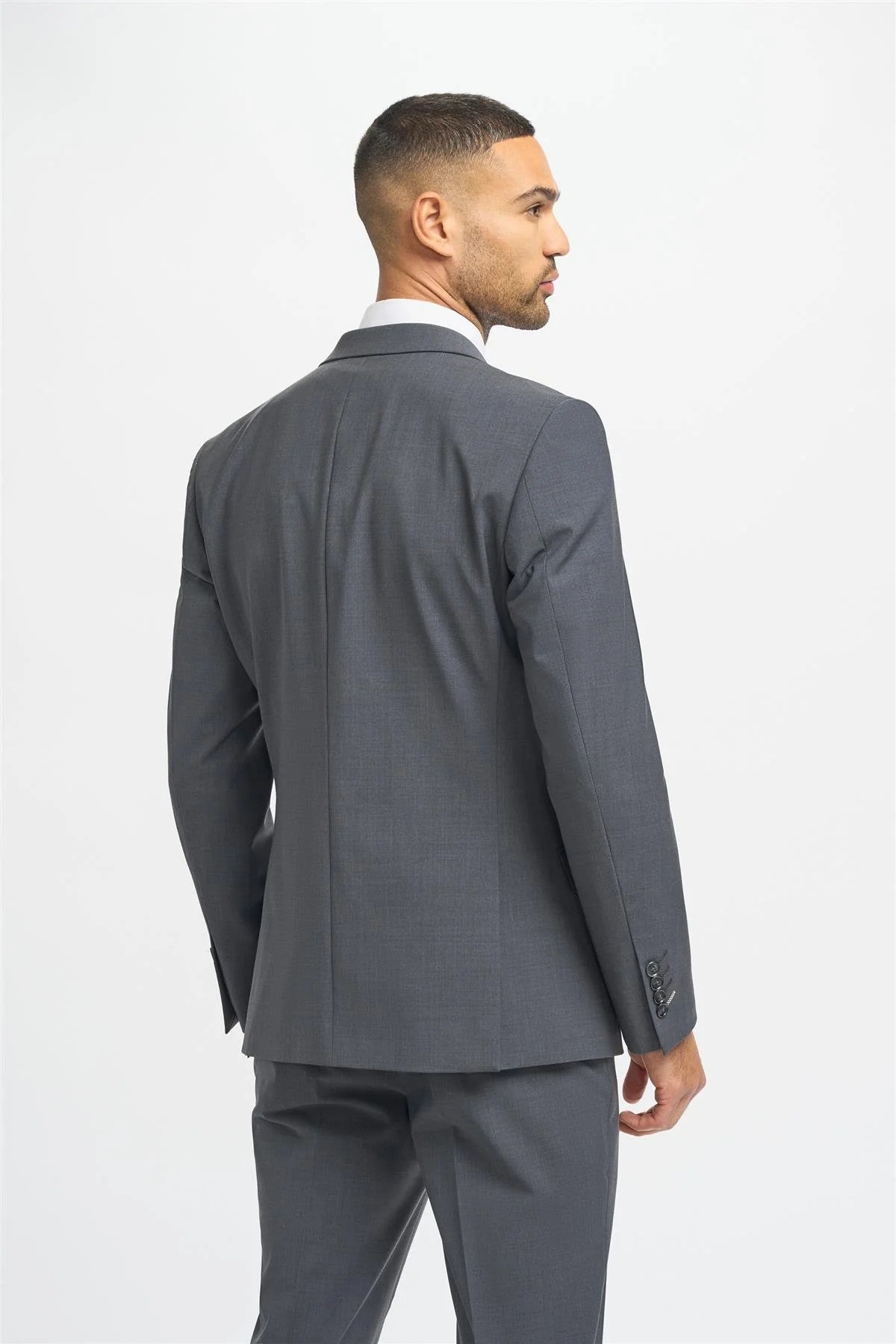 BOND D/B Charcoal Grey Men's Wool Blend Double-Breasted Suit