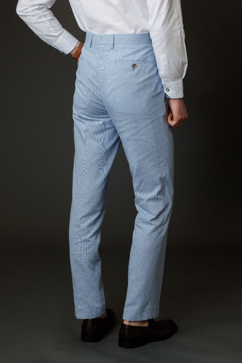 JUDE Light Blue Men's Self Patterned Slim Fit Suit