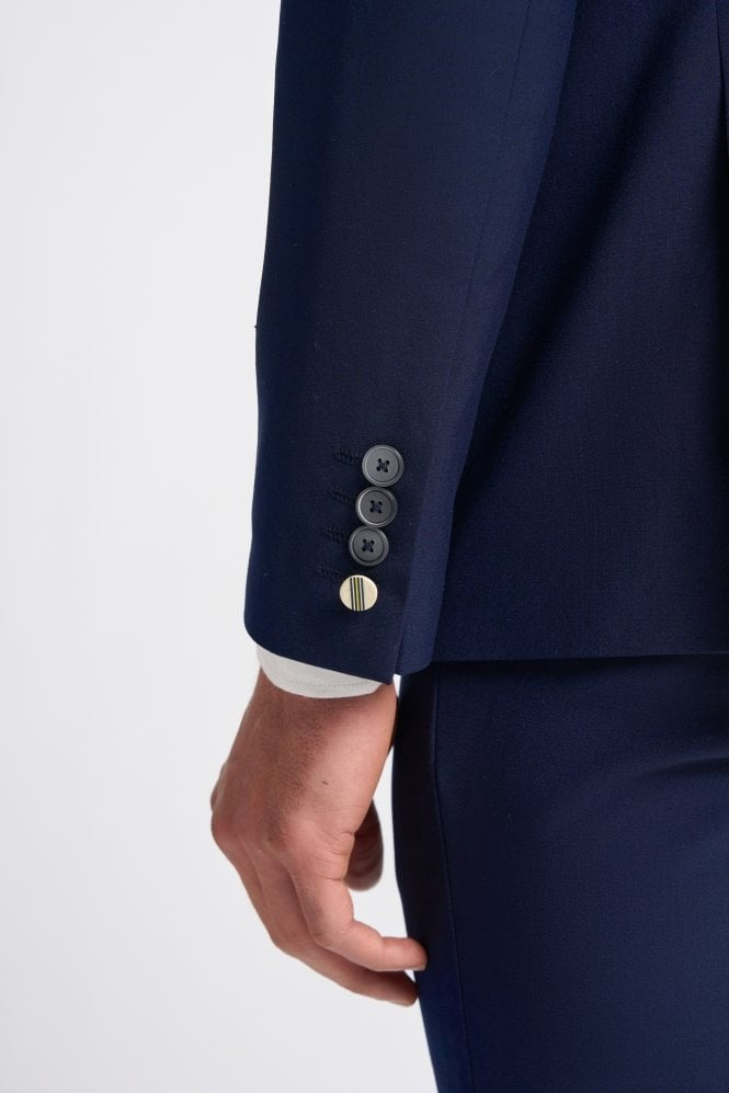 VICTORIOUS Navy Blue Men's Wool Mix Double Breasted Slim Fit Suit