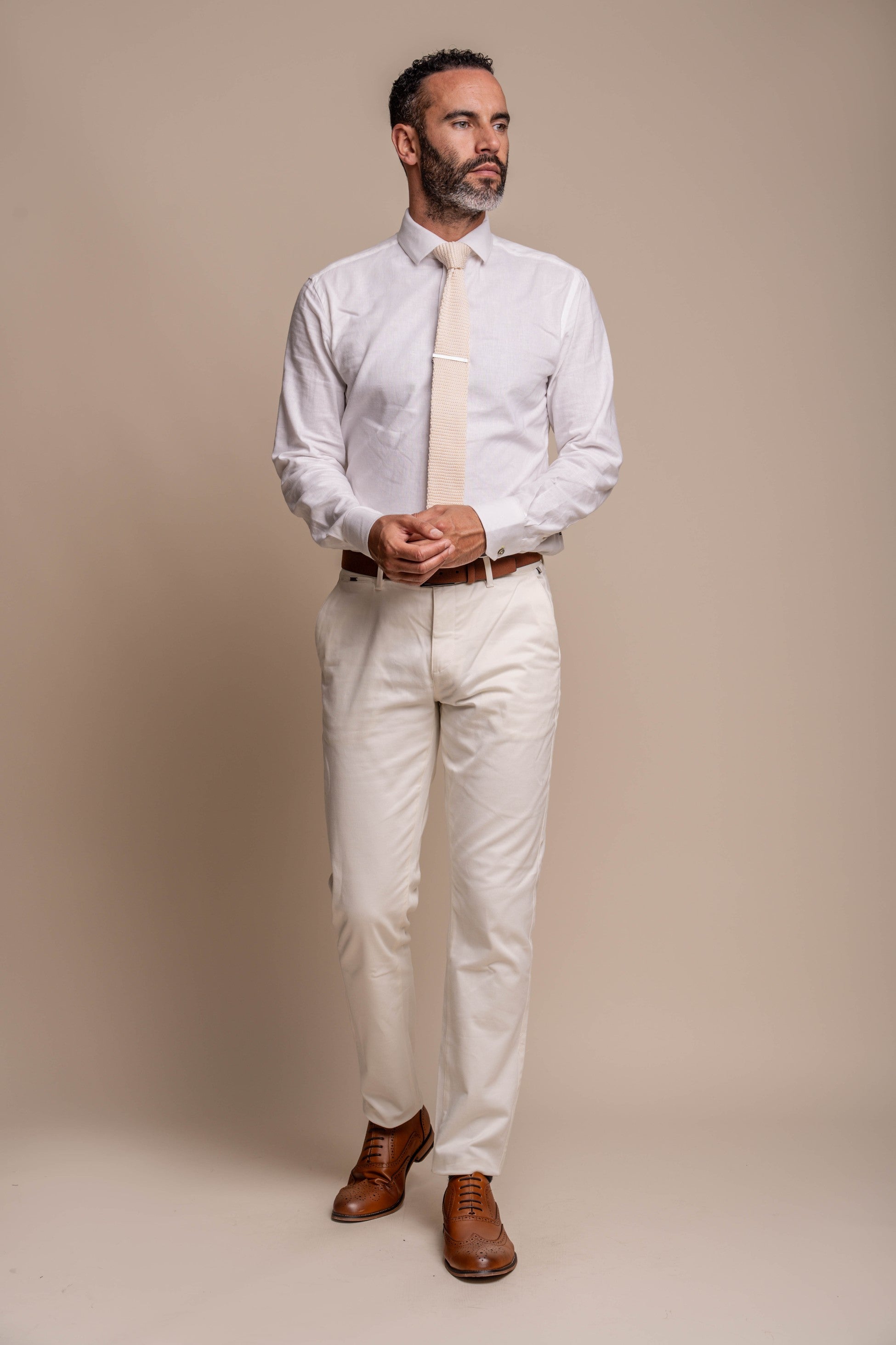 Bond Ocean Men's Suit with Cream Ecru Chinos Combined Set