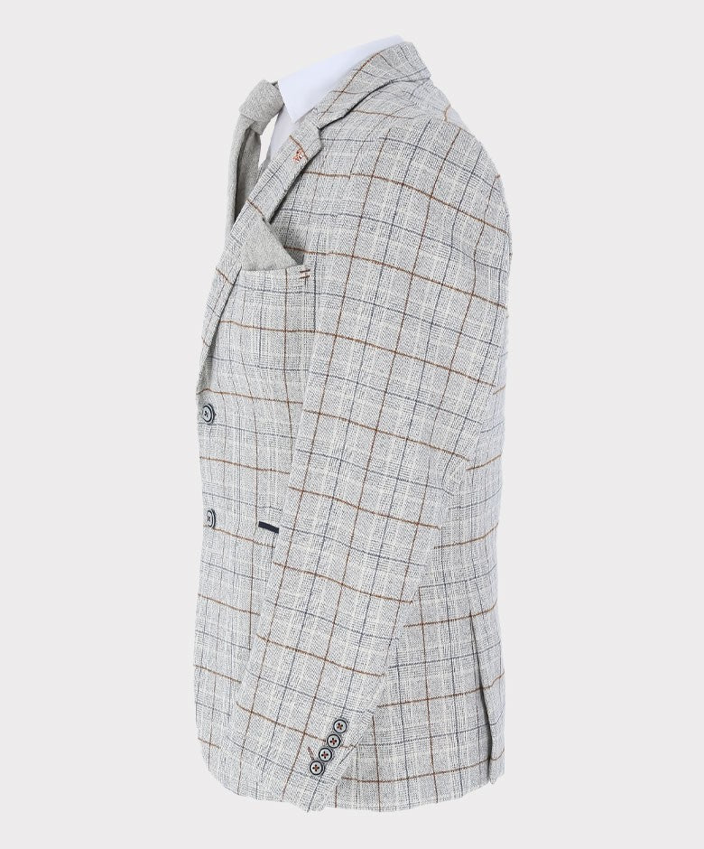 Men's Cody Ice Blue 3-Piece Tweed Windowpane Formal Slim Fit Set