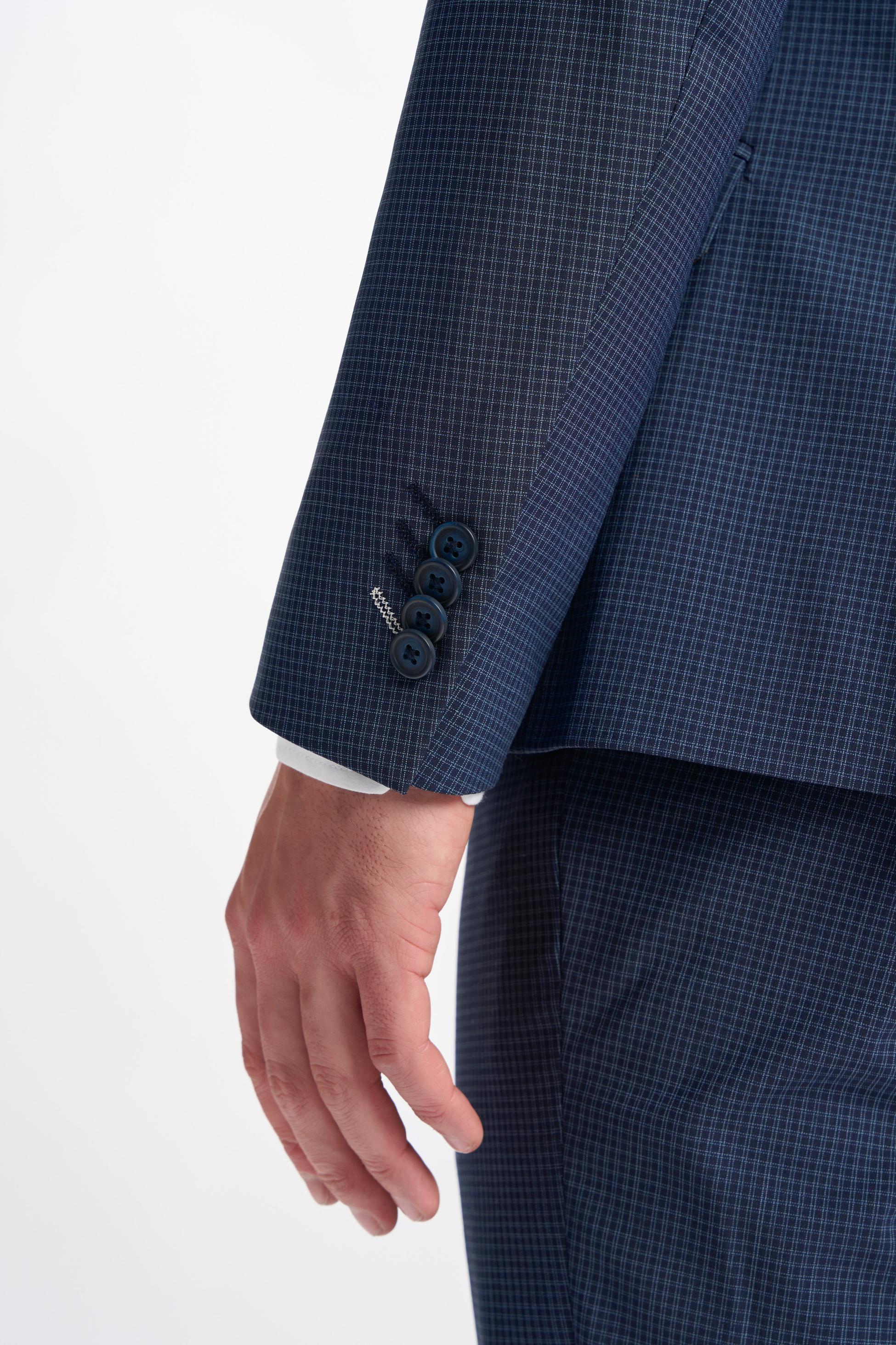 Men's Bond Double-Breasted Navy Check Classic Suit