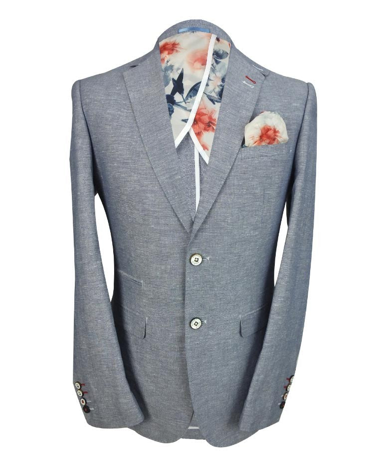 Men's Slim Fit Linen Formal Set ETHAN - Pale Blue