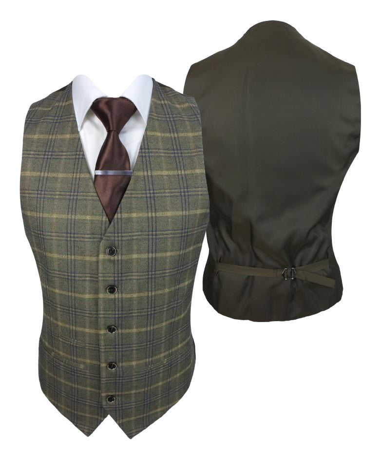 KENNETH Men’s Tailored Fit Retro Check Suit - Tan Brown