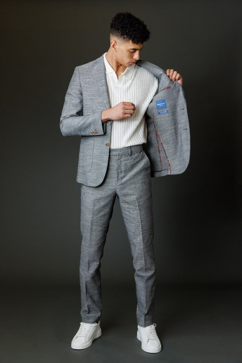 Rowan Grey Men's 2-Piece Textured Wedding Cotton Suit Set