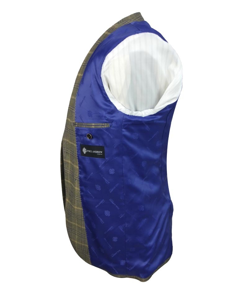 KENNETH Men’s Tailored Fit Retro Check Suit - Tan Brown