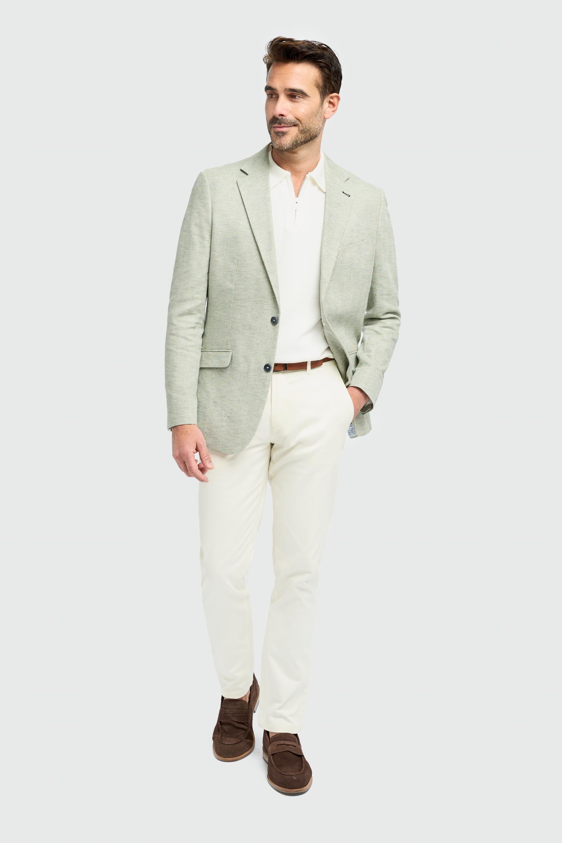 Mens Sage Green Blazer Cotton Blend - Bodina - Sage Green