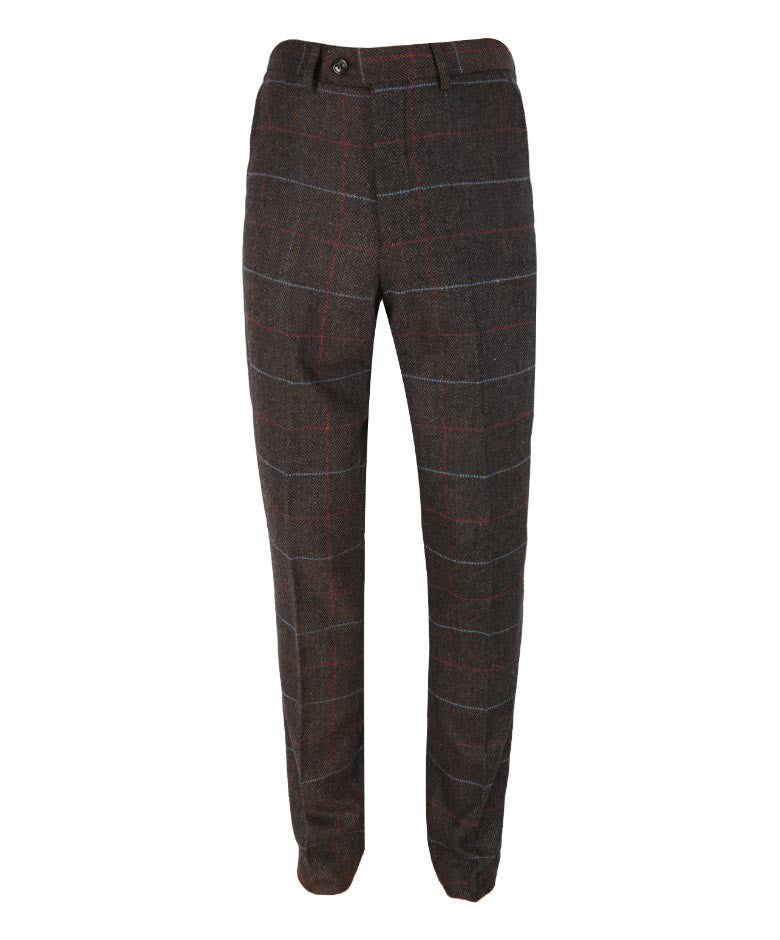 Men's Tommy Chocolate Brown Retro Check Slim Fit Suit