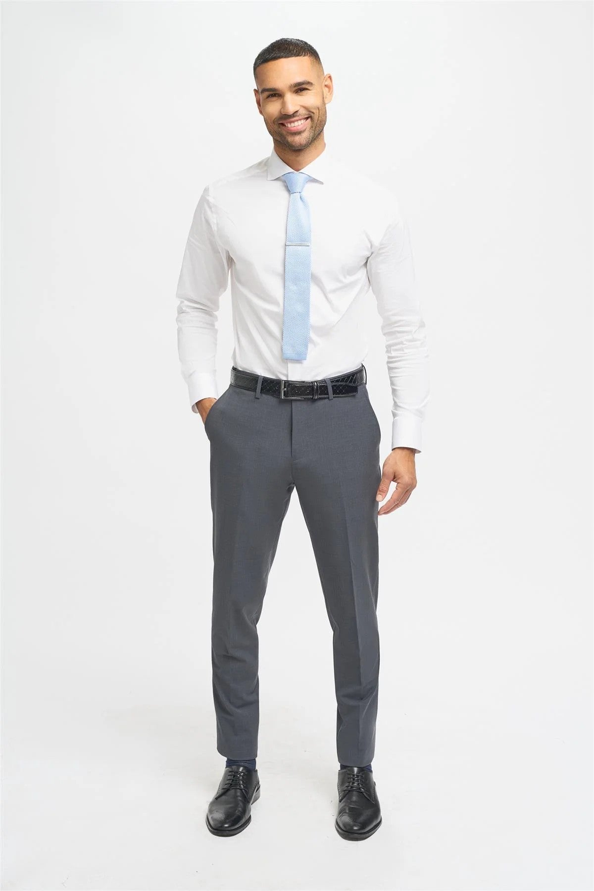 BOND Charcoal Grey Men's Wool Blend Slim Fit Suit