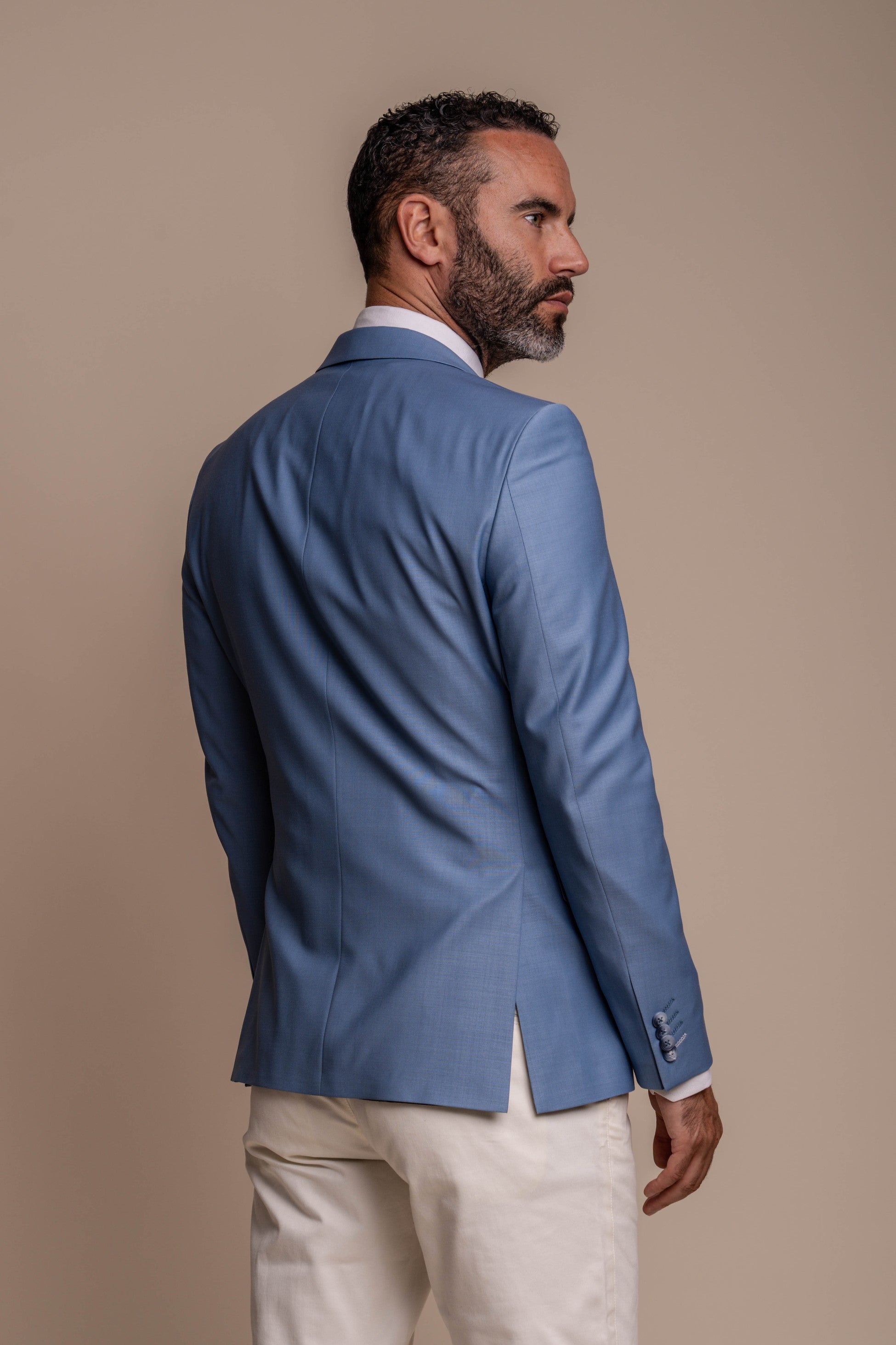 Bond Ocean Men's Suit with Cream Ecru Chinos Combined Set