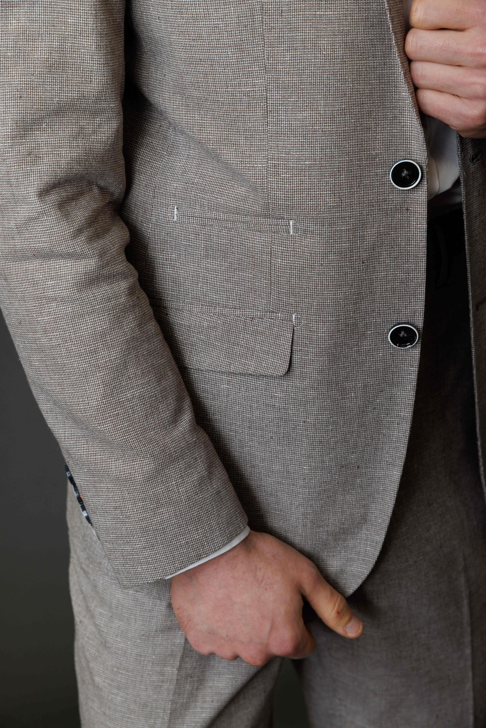 JUDE Light Grey Men's Self Patterned Slim Fit Suit