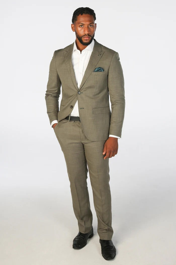 KURT Men’s Tailored Fit Plaid Sage Green Suit - 2-Piece