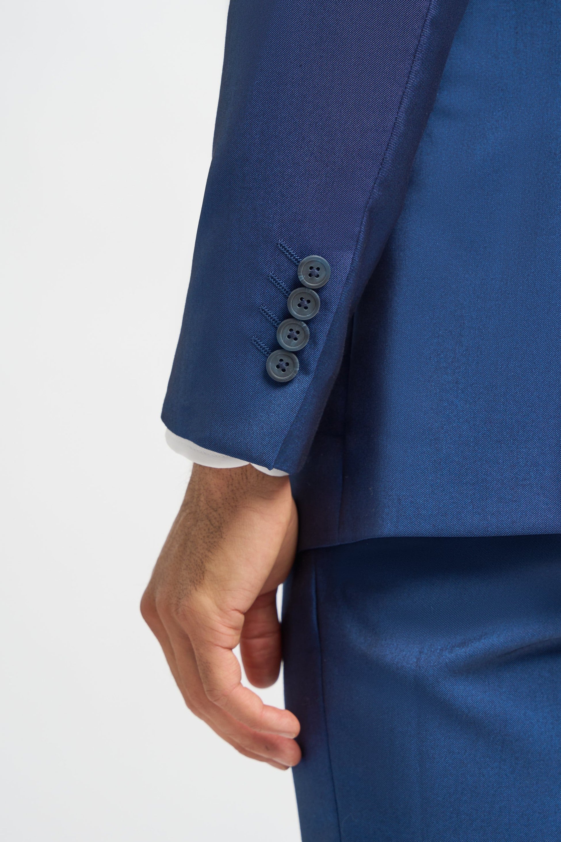 Royal Blue Men's 3-Piece Slim Fit Wedding Suit with Light Blue Tweed Waistcoat