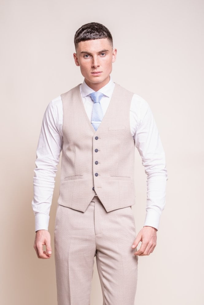 MIAMI Beige Men's Slim Fit Formal Suit