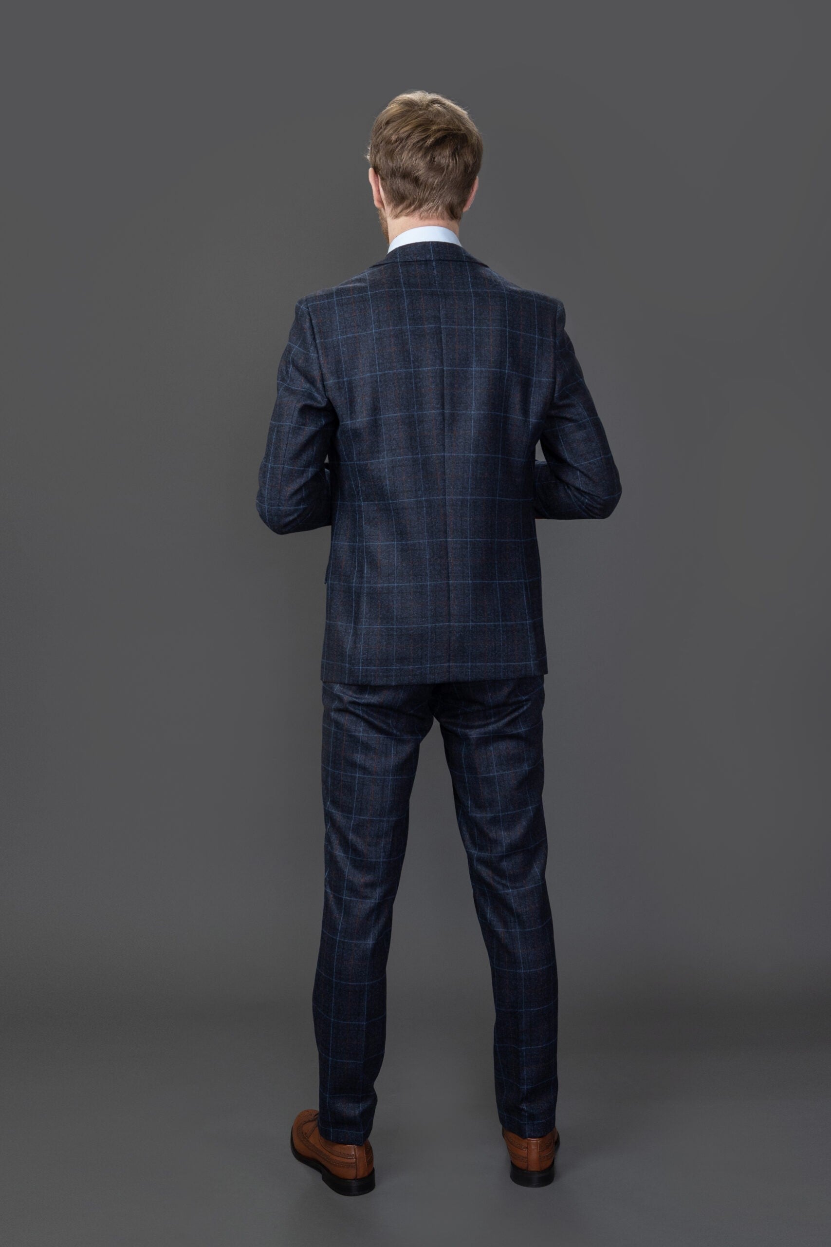 Men's Anthony Navy Blue Retro Check Tailored Heritage Suit