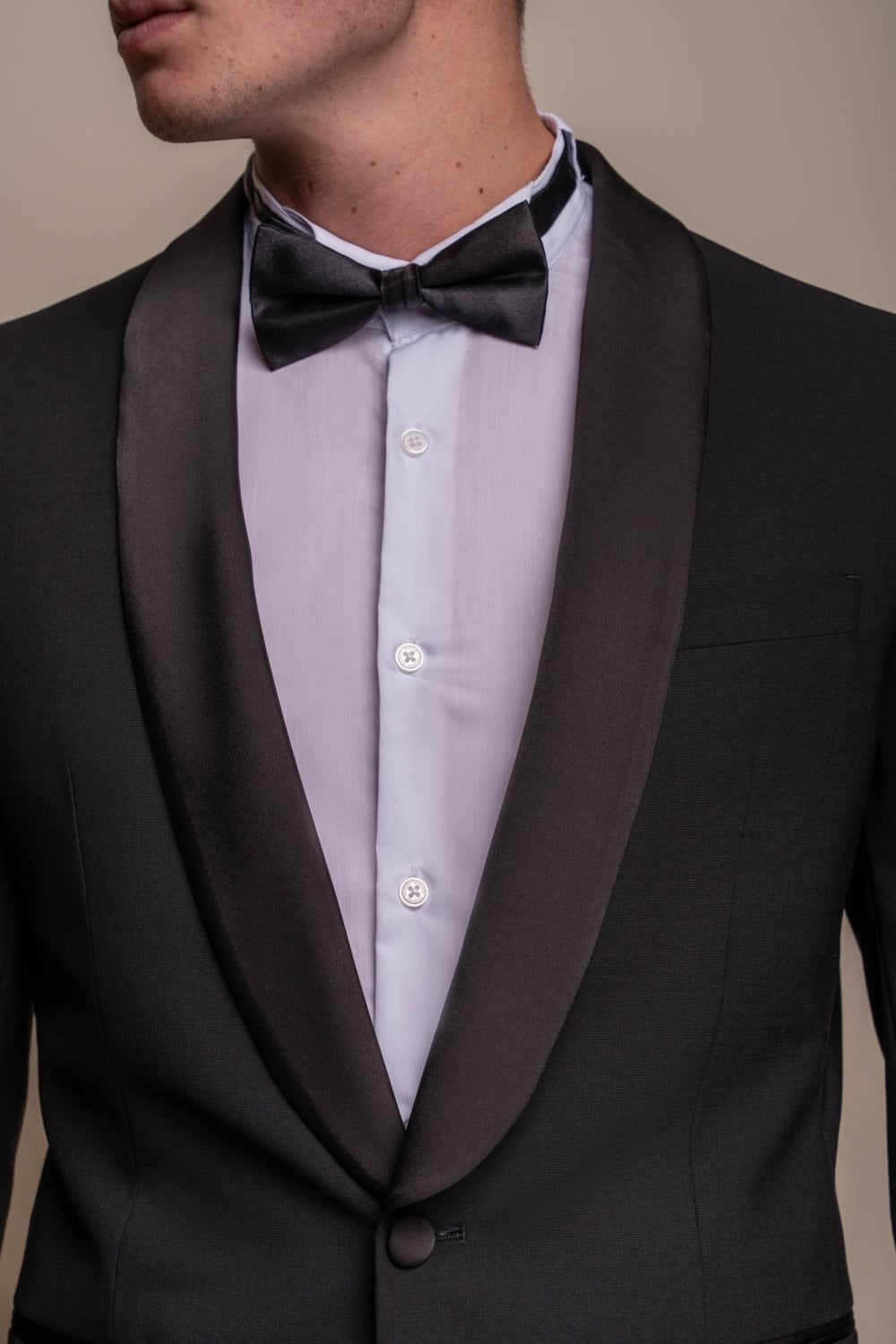 ASPEN Black Men's Slim Fit Wool Blend Tuxedo Dinner Suit