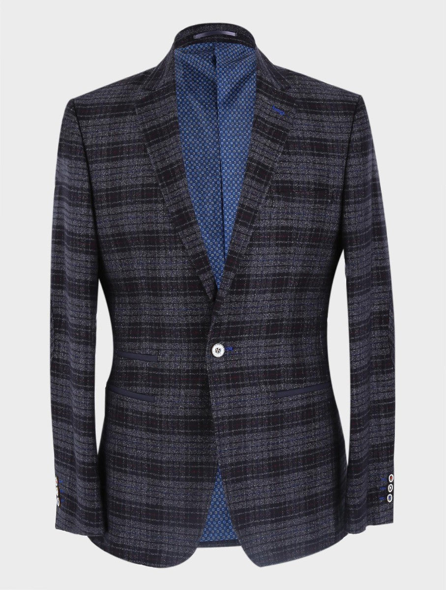 Men’s Black Tweed Check Slim Fit Blazer COSTELLO