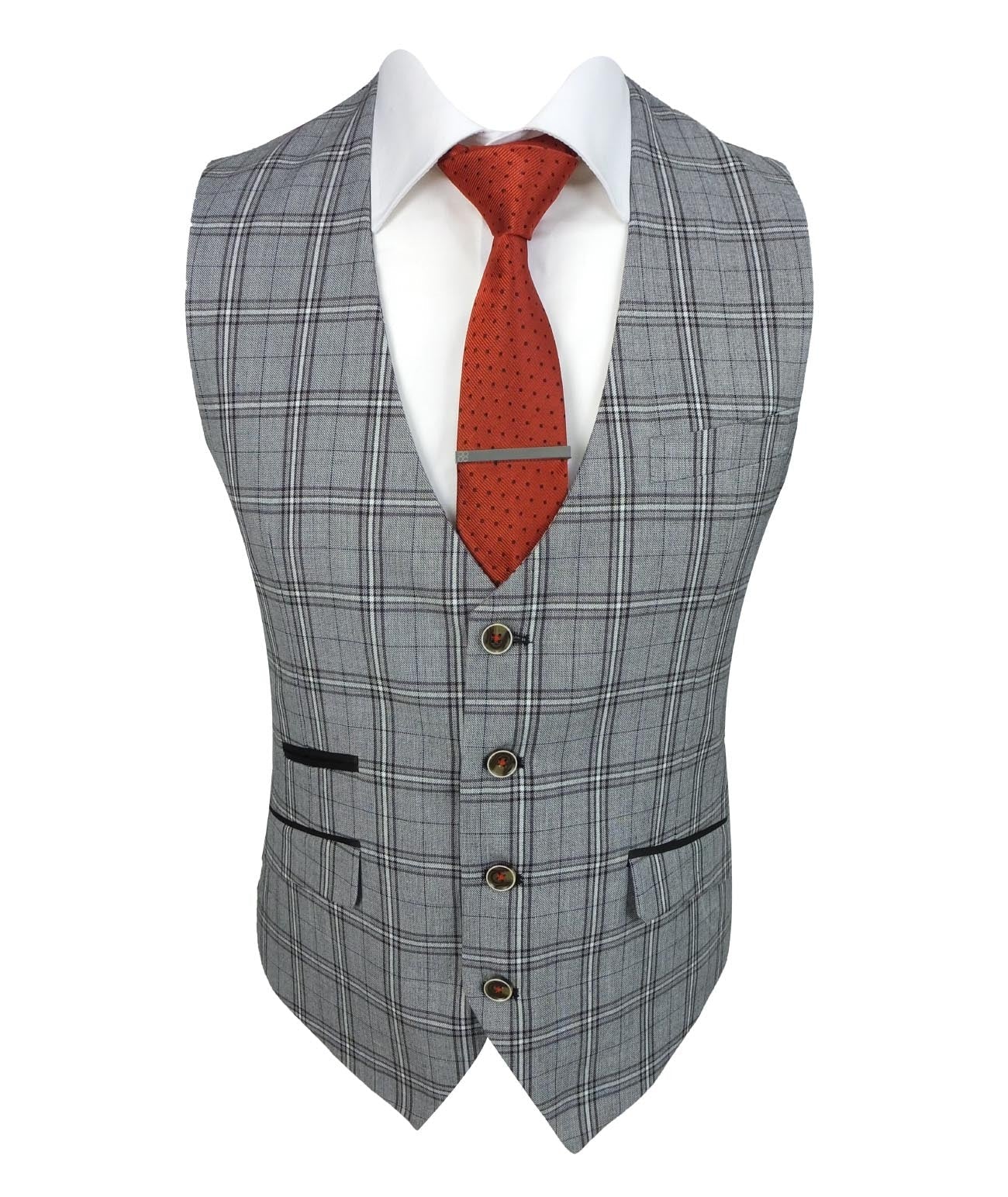 Men's Marcello Charcoal Grey Check 3-Piece Slim Fit Suit