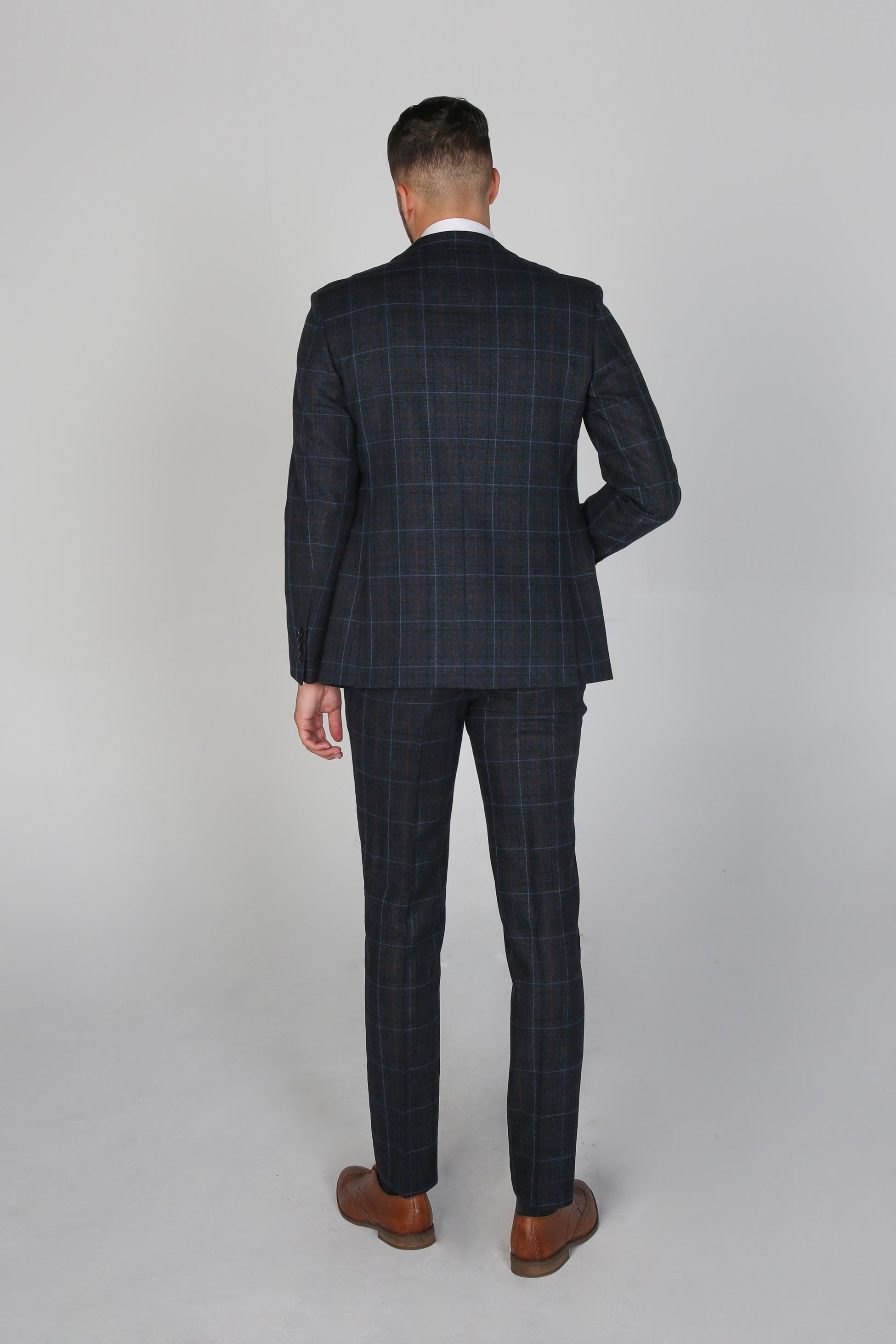 Men's Harvey Ocean Navy Windowpane Tailored Professional Suit